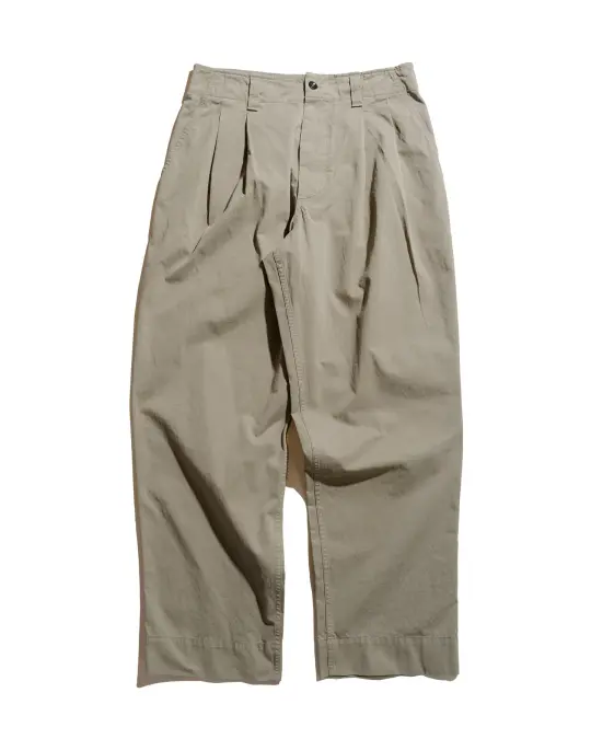 MHL Stitch Pleat Trouser Tough Cotton Twill Eucalyptus