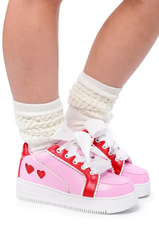 Heartbeat Colorblock Sneakers - Red/Pink