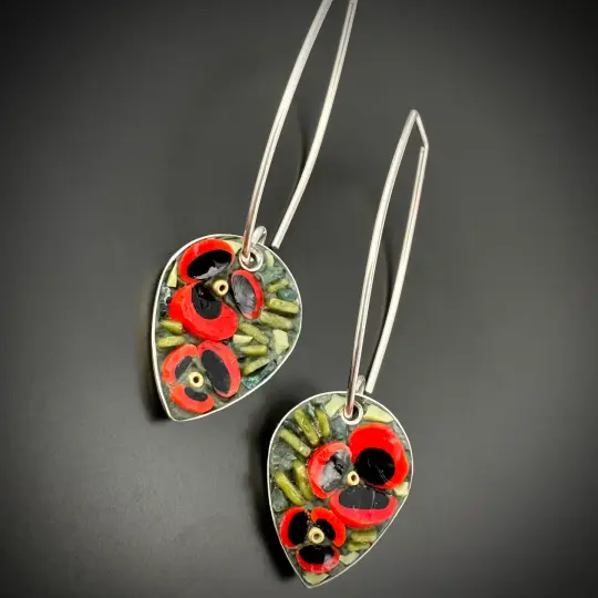 Long Poppy Leaf Earrings