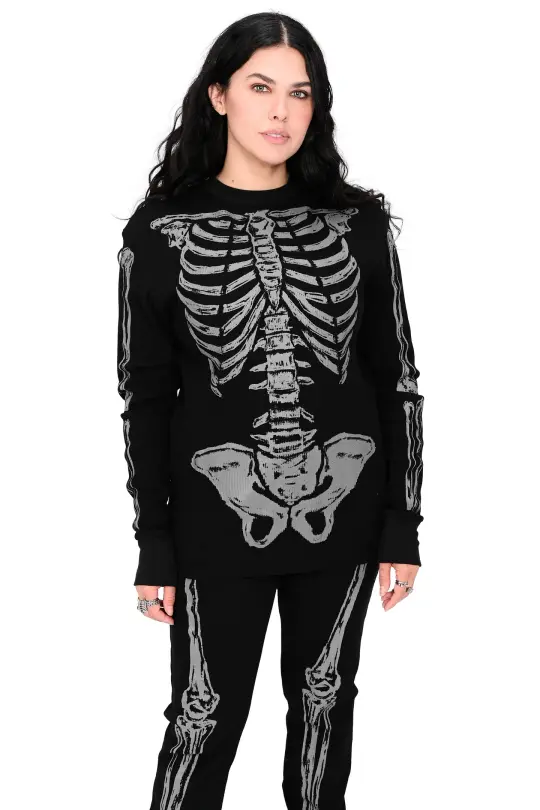Grey/Black Skeleton Thermal Top - Unisex - No Restock!