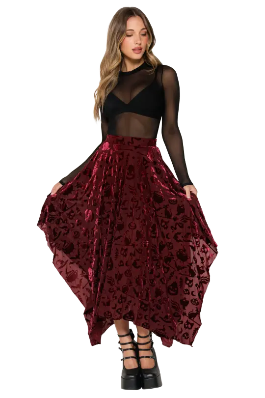 Burned Velvet Witch Handkerchief Skirt