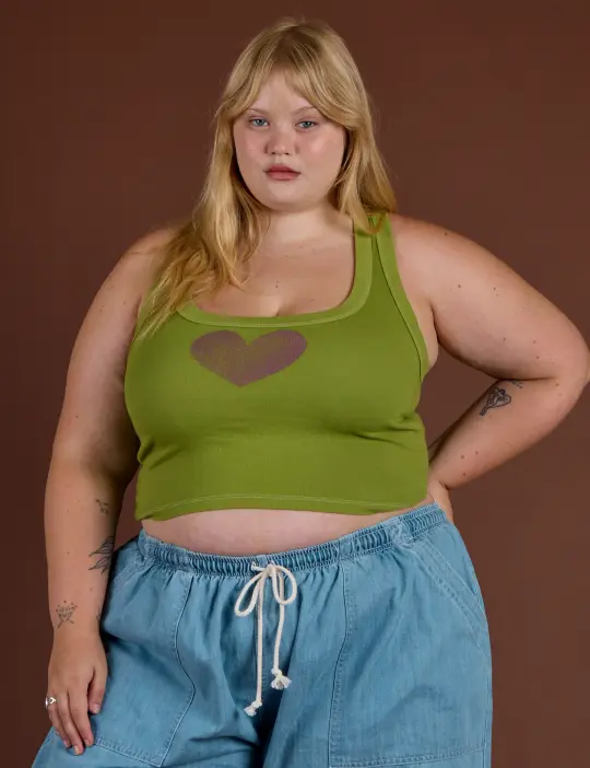 Icon Cropped Tank - Green Heart *FINAL SALE*
