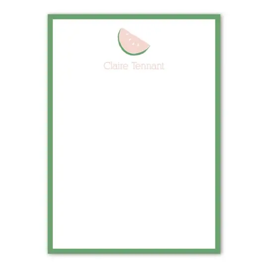 Girls Green Border Pink Watermelon Custom Notepad