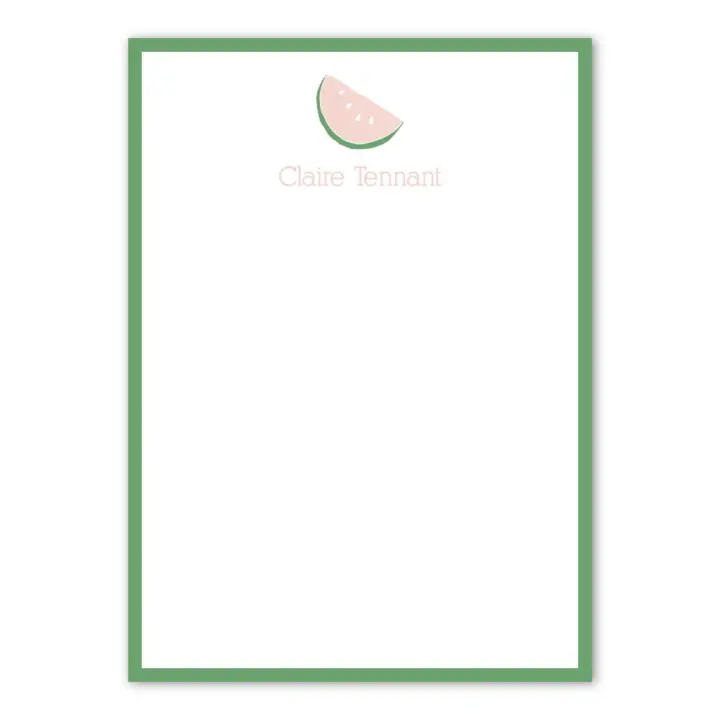 Girls Green Border Pink Watermelon Custom Notepad