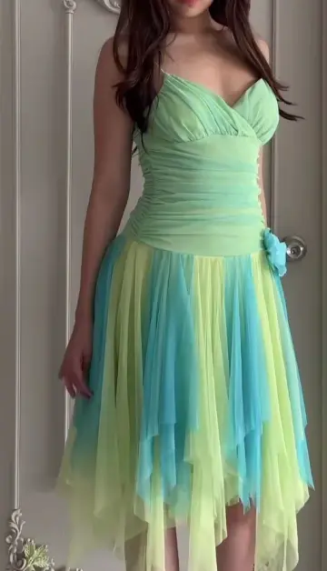 Flowy Chiffon Women's Homecoming Dress Green Corset Short Prom Dress Cocktail Dress RS2646