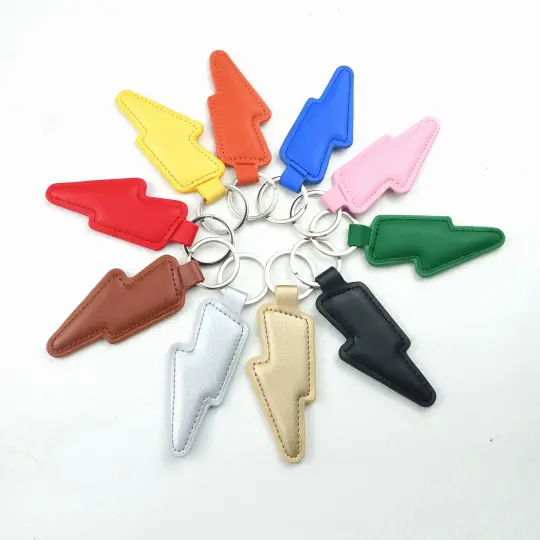 Colourful Lightning Bolt Leather Keyrings