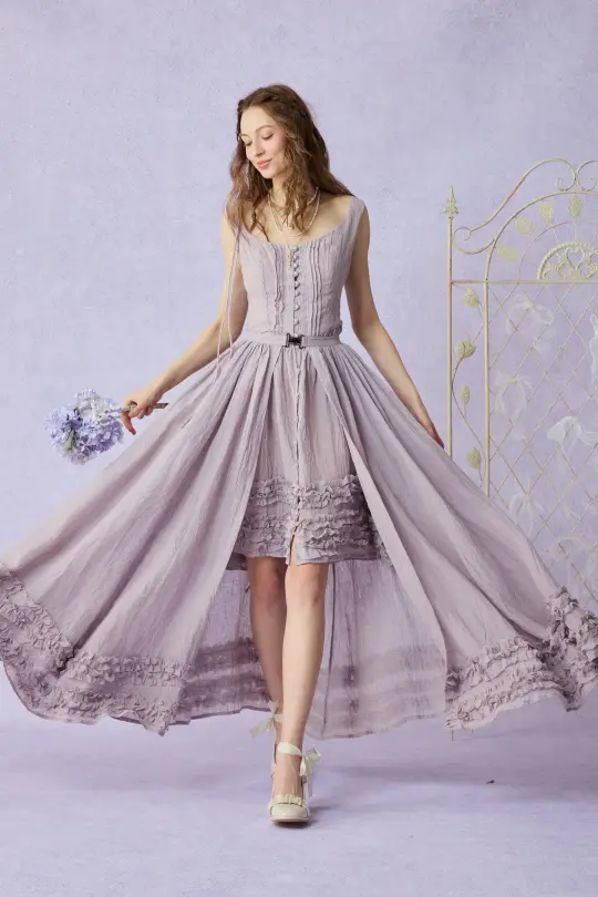 Wearable Poetry 17 | Ruffled linen dress & skirt （2 pieces)