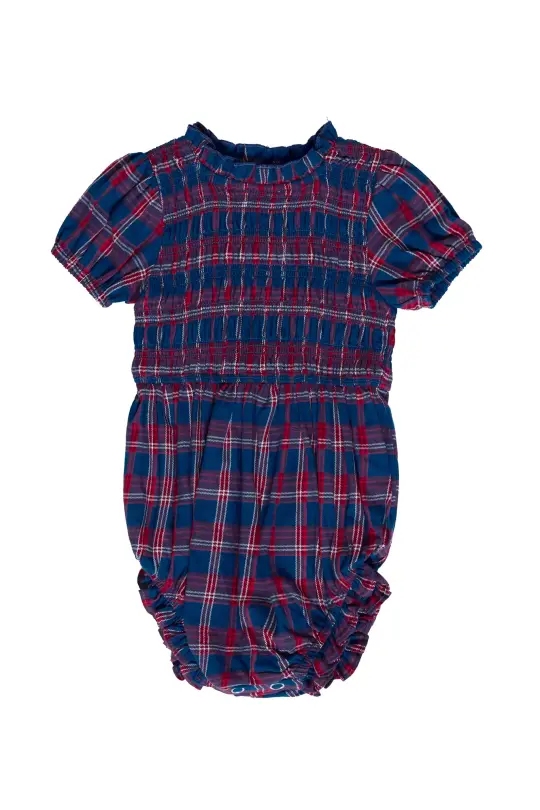 Baby Mariah Romper in Mariner Tartan