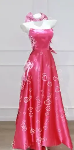 Pink strapless A-line long ball gown R6468