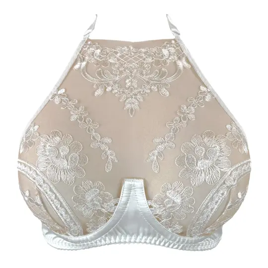 OHMYGOTH HALTER BRA - IVORY