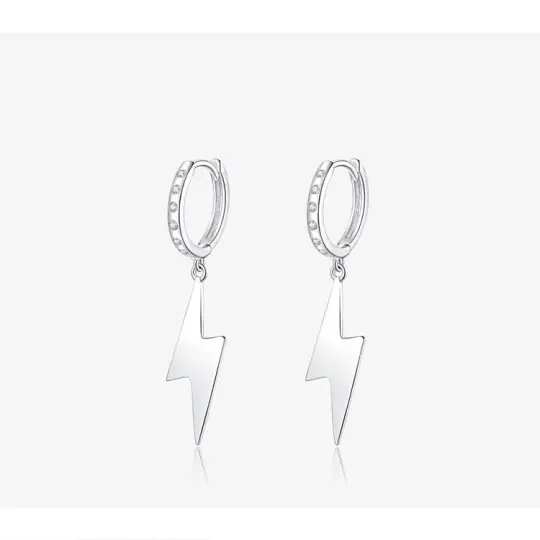Lightning Bolt Cubic Zircon Earrings (925 Silver)