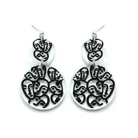 Circle Dangle Earrings with Laser Cut Faces
