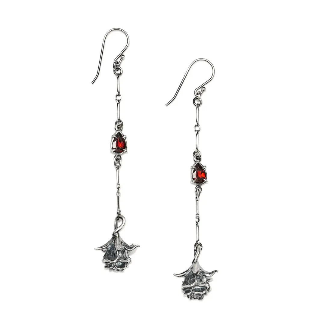 Roses of the Abyss. Garnet Earrings.