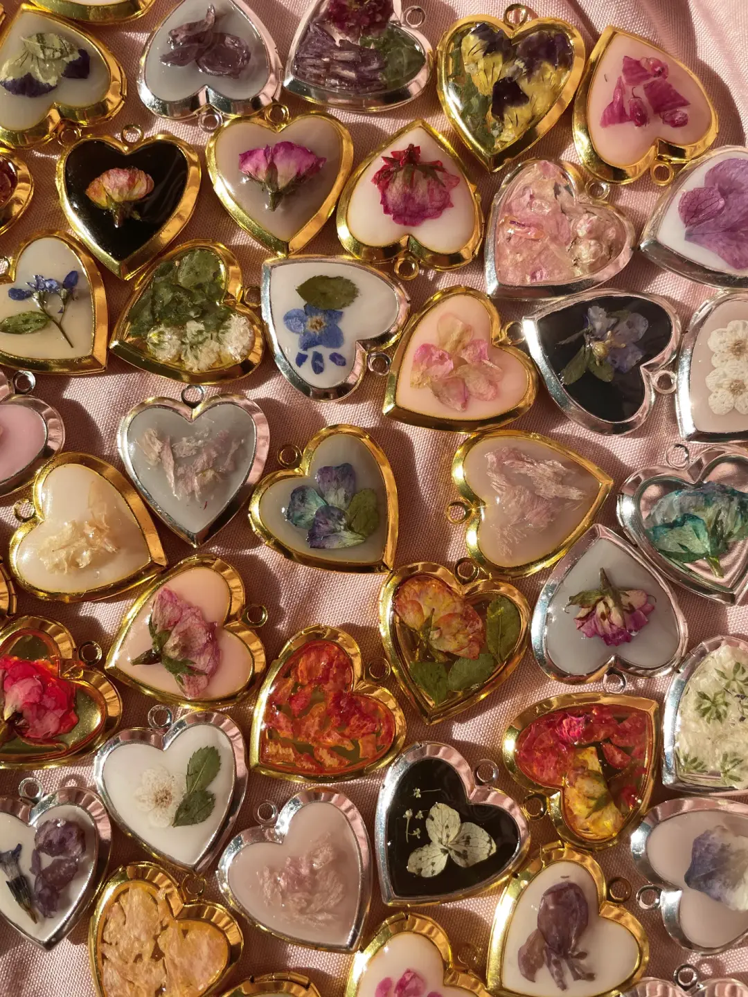 Custom Real Flower Locket Necklace, Handmade Heart Pendant