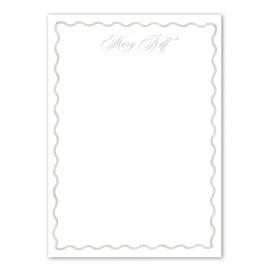 Women's Wavy Green Border Custom Notepad