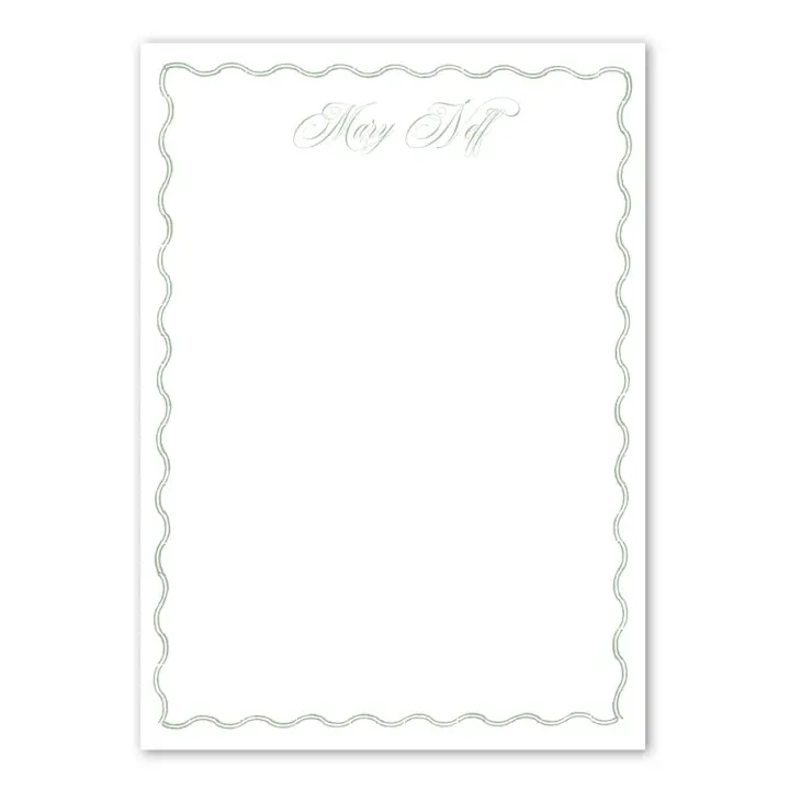 Women's Wavy Green Border Custom Notepad