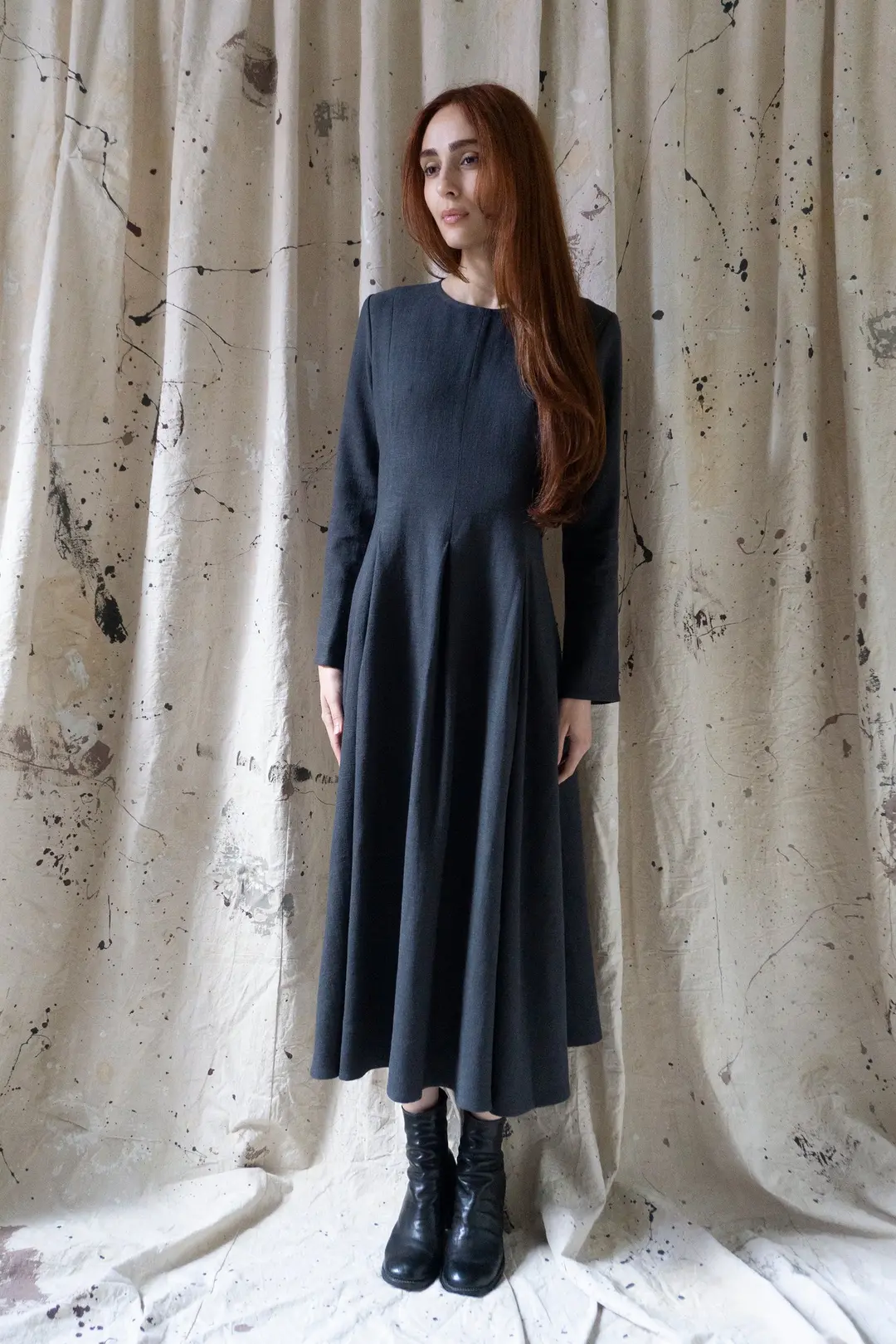 Theodora Linen Dress - Grey
