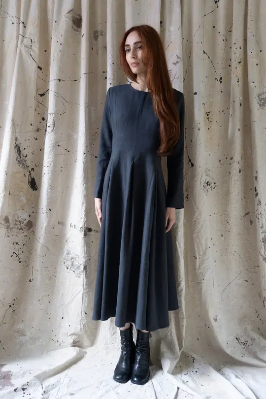 Theodora Linen Dress - Grey