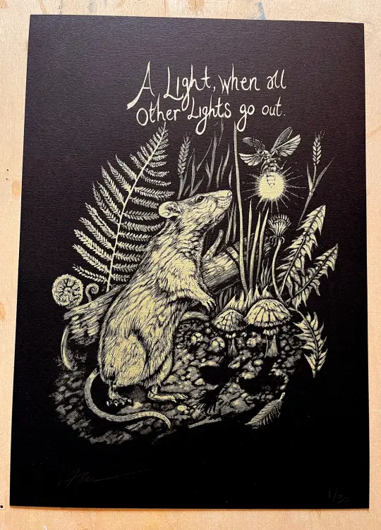 'A light' signed screen print