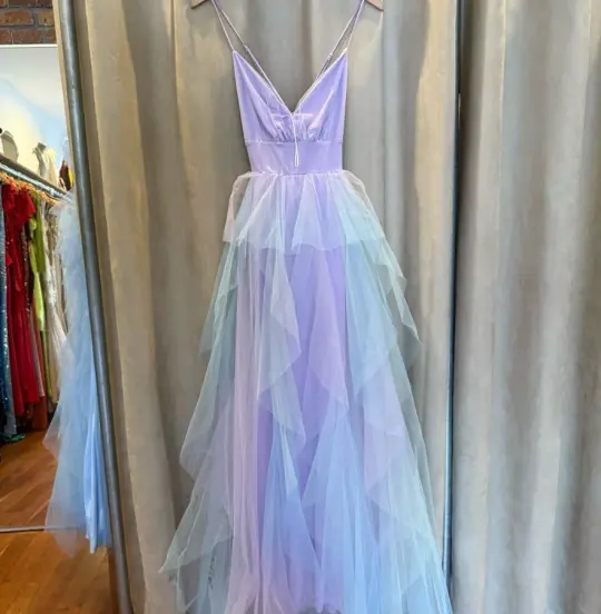 Dreamy Purple Prom Dress A-Line Spaghetti Straps Tulle Corset Maxi Party Dress RS710