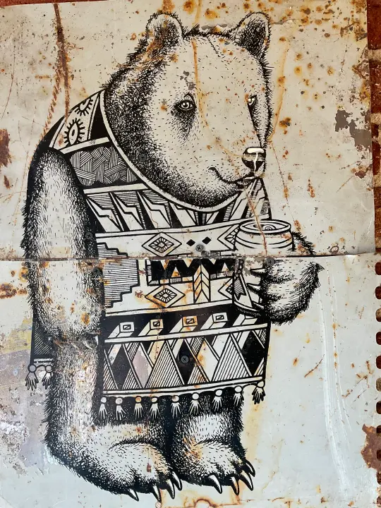 P. Bear on Reclaimed Metal