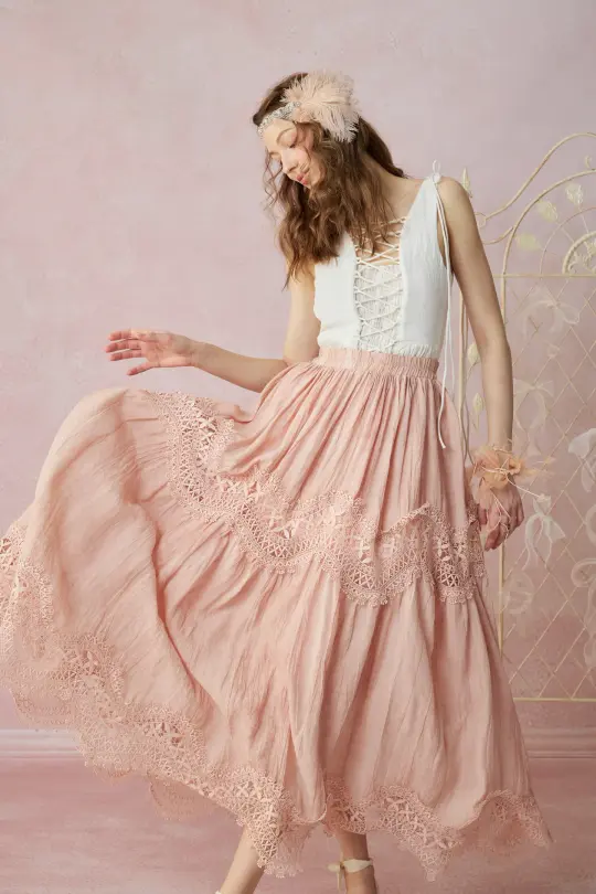 Moonstone 22 |Lace linen Maxi skirt