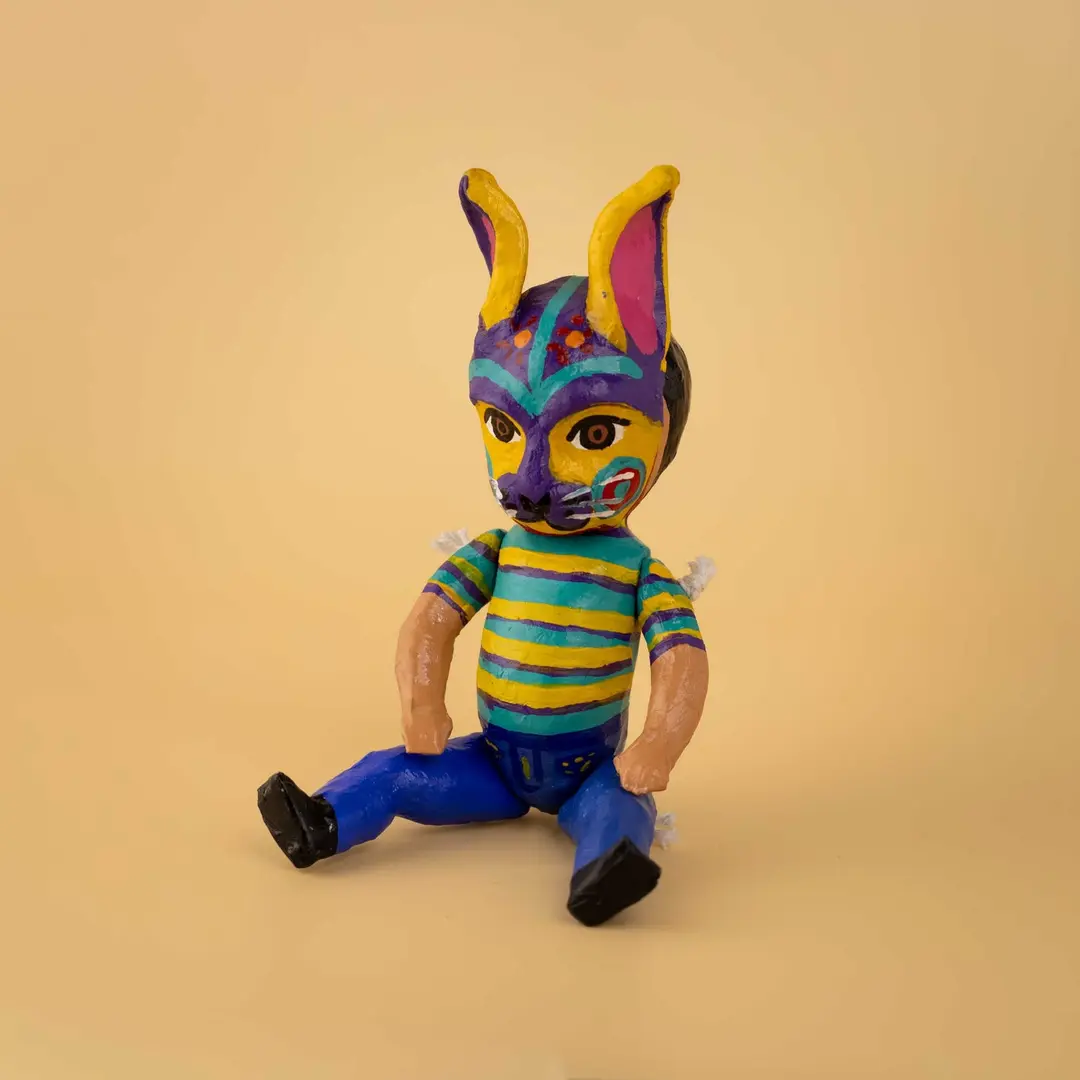 Papier Mache Nahuales Dolls Spirit Animals with Mask