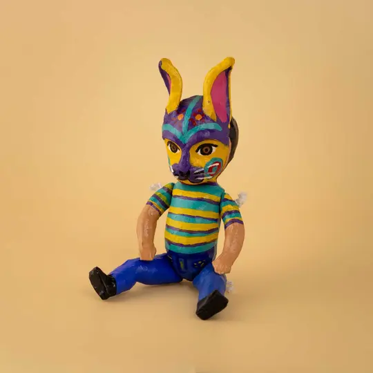 Papier Mache Nahuales Dolls Spirit Animals with Mask