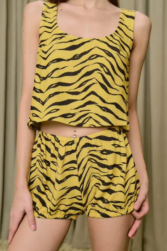 Scoop Crop Tank Soft Linen Tiger Stripe
