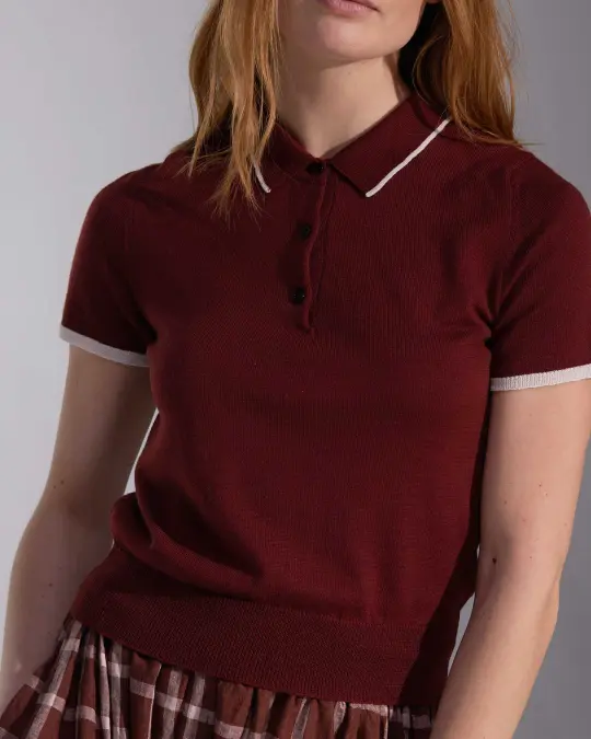 Merino Polo Shirt in Rosso