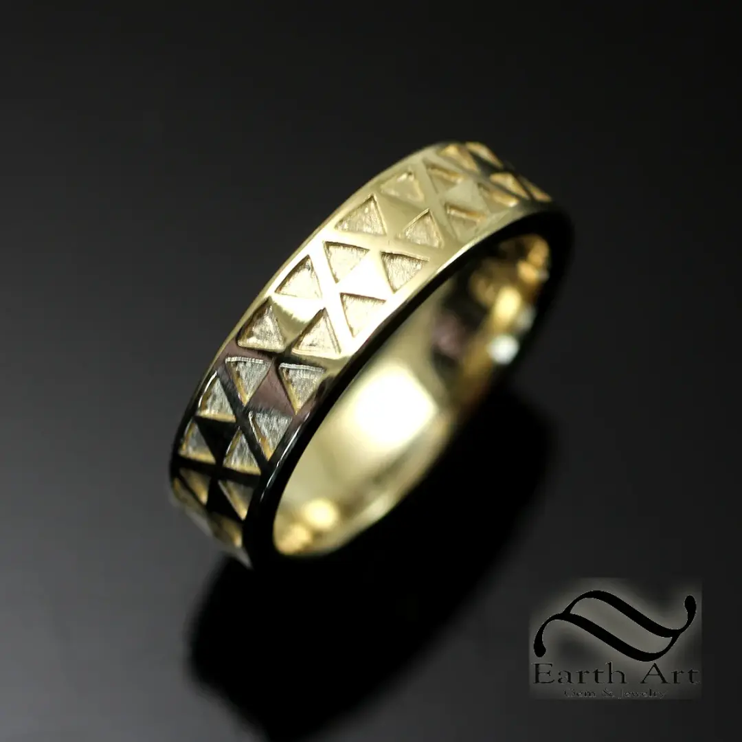 14k Triangle Eternity Wedding Band