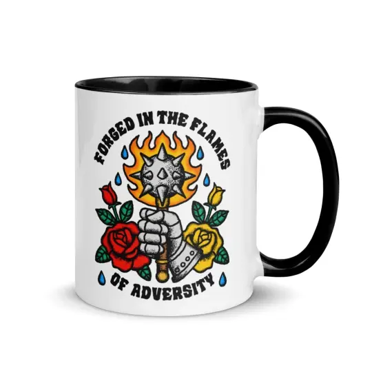 Forged in the flames of adversity mug