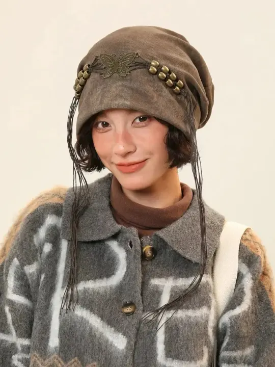 Adventurer Wasteland Punk Tassel Hat with Butterfly Patch