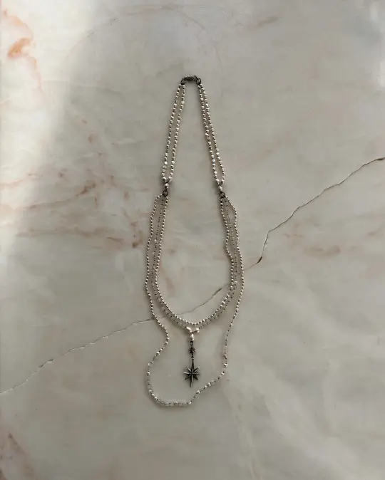 The Stars Aligned // White Moonstone And Pearl Necklace