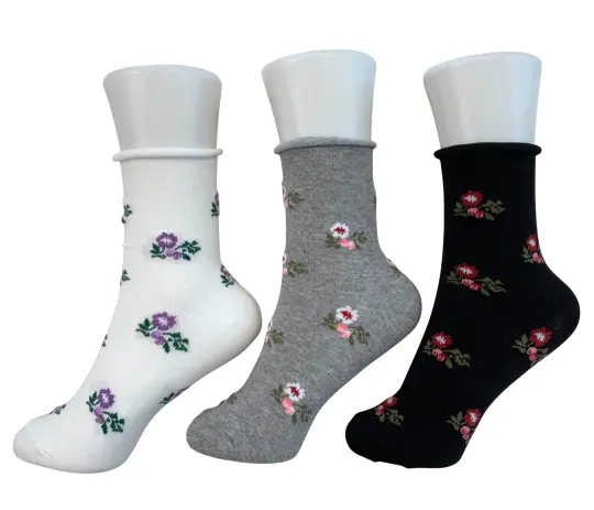 Women's Band-Free Socks - Flower (3 colors)
