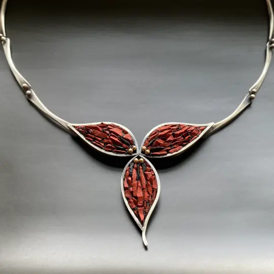 Red Trillium Micro Mosaic Necklace