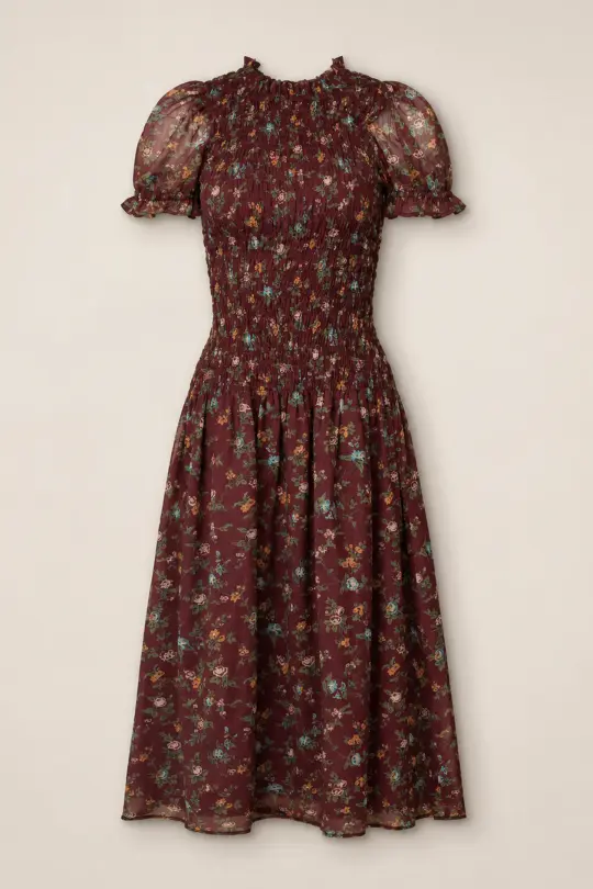 Jennifer Dress in Aubergine Elysian Vine
