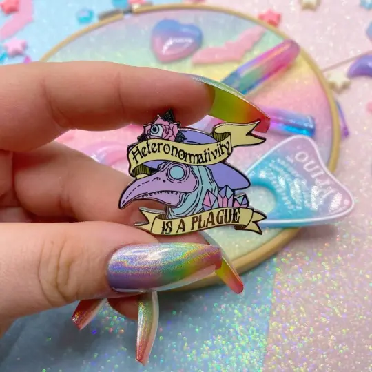 Heteronormativity Is A Plague Enamel Pin
