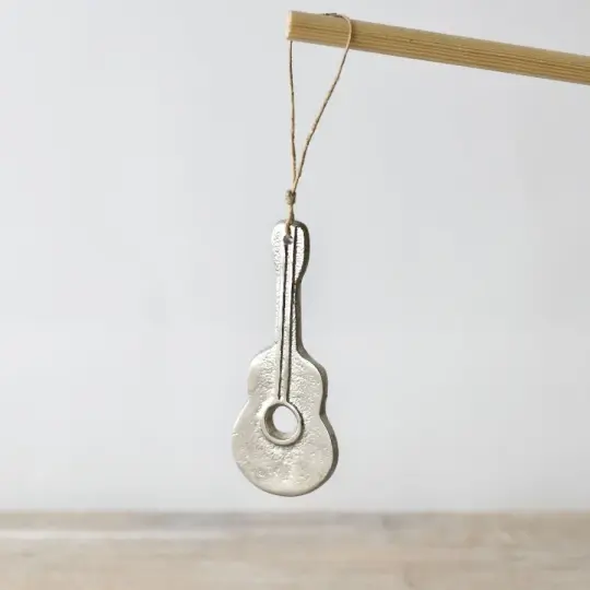 Silver Aluminium Hanging Guitar Deco