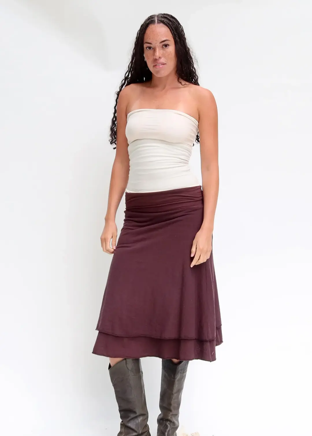 Double Layer Ojai Below Knee Skirt