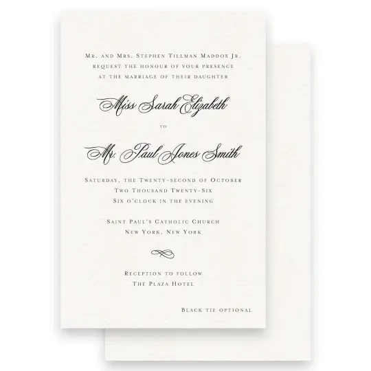 Simple Black Traditional Mozart Mixed Font Wedding Invitation