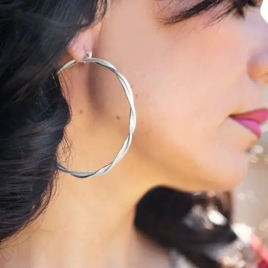 Sterling Silver Large 2.5" Hoop Earrings