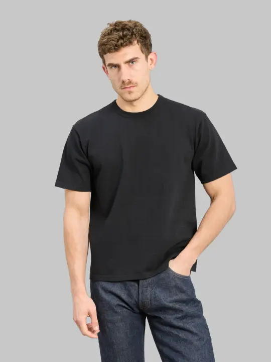 The Flat Head 20oz Ultra-Heavyweight Loopwheel T-Shirt Black