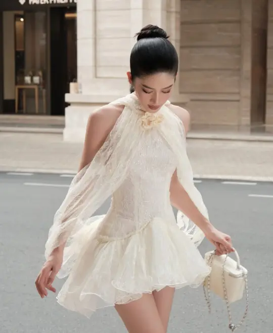 Clean Tulle Embroidered Women's Homecoming Dress Ivory Corset Short Prom Gown Party Dress RS2954