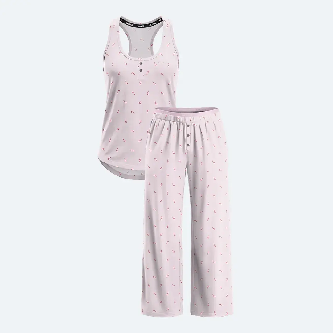 Loose Pants + Sleep Tank Candy Cane Ditsy Sleep Set