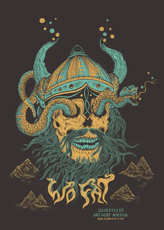 WO FAT (Desertfest Antwerp 2018) screenprinted poster