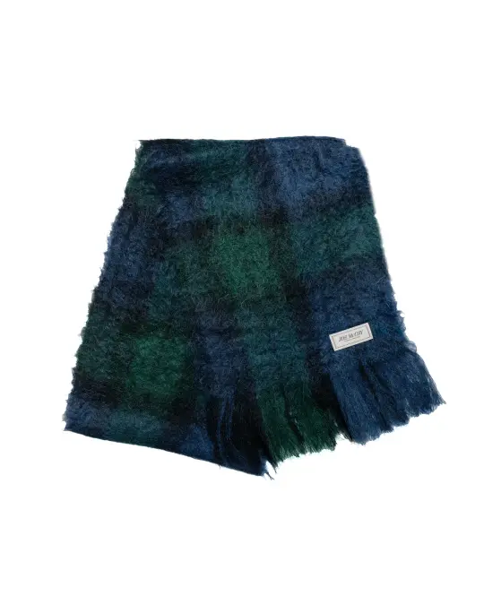 The Real McCoy's MA24107 Plaid Pattern Mohair Scarf Navy/Green