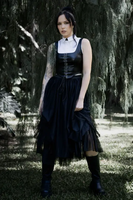 Black Tulle Midi Skirt