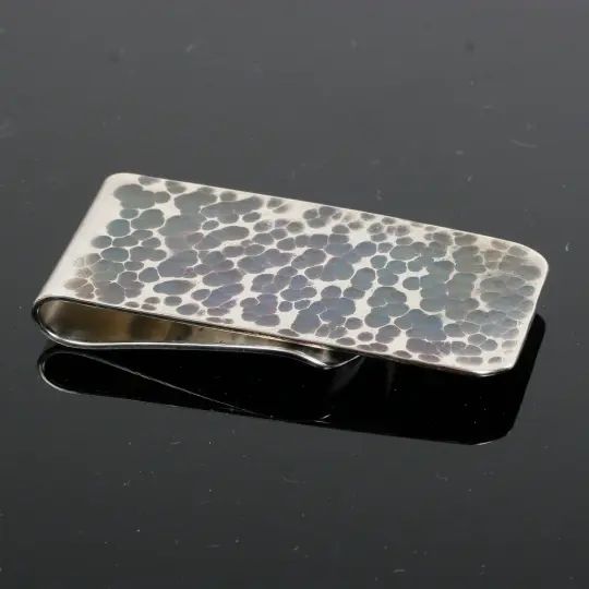Oxidized and Hammered Sterling Silver Money Clip