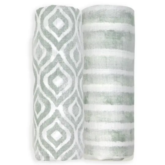 Tendertyme Baby Boys and Baby Girls 2 Pack Muslin Swaddle Blankets, Soft Gray